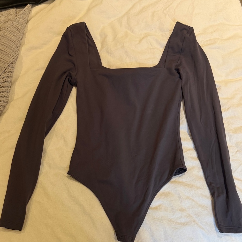 Aritzia Babton Long Sleeve One Piece in Dark Gray